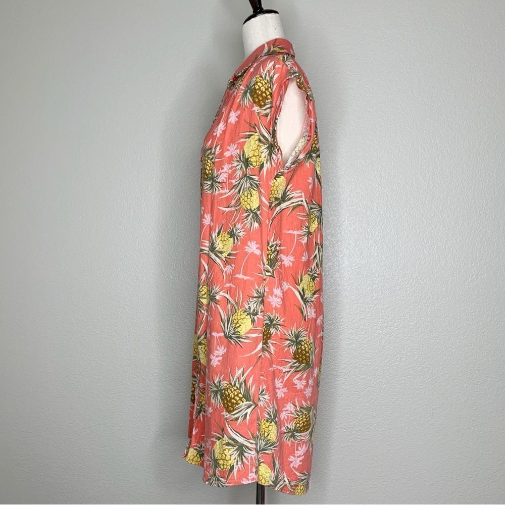 NWOT Old Navy Linen Blend Pineapple Print Summer Shift Shirt Dress, Sz Small - Picture 5 of 12
